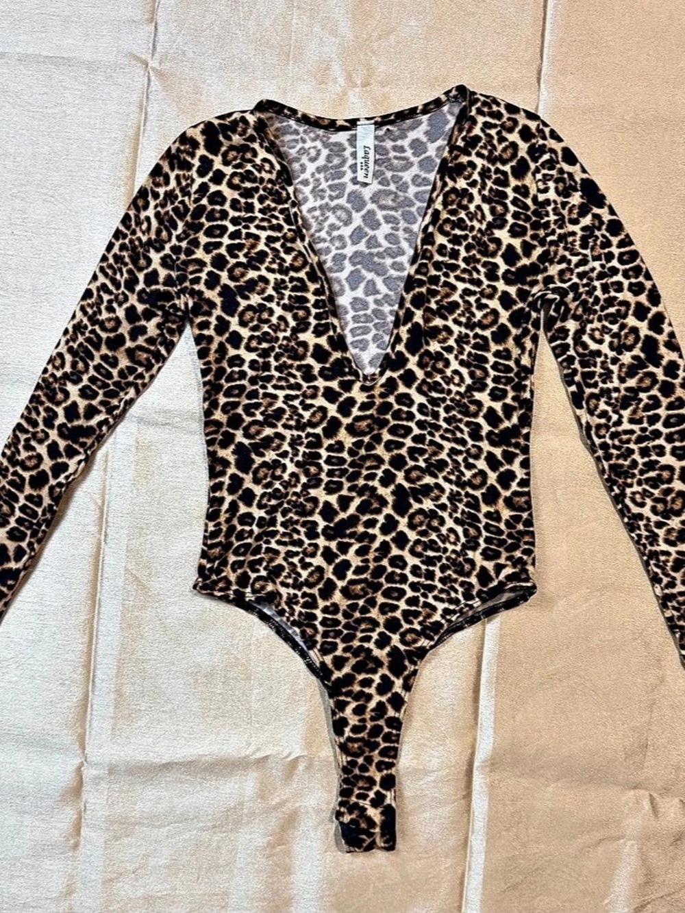 Lacqueen Leopard Print Long Sleeve Bodysuit